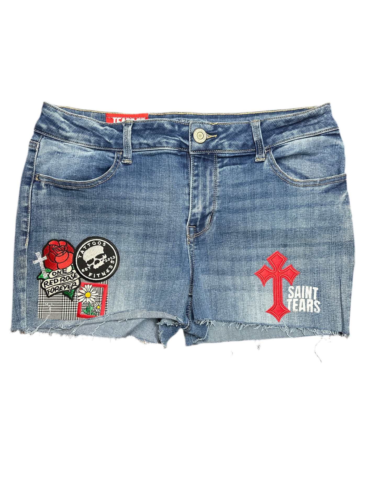 Red Cross Saints Denim Shorts