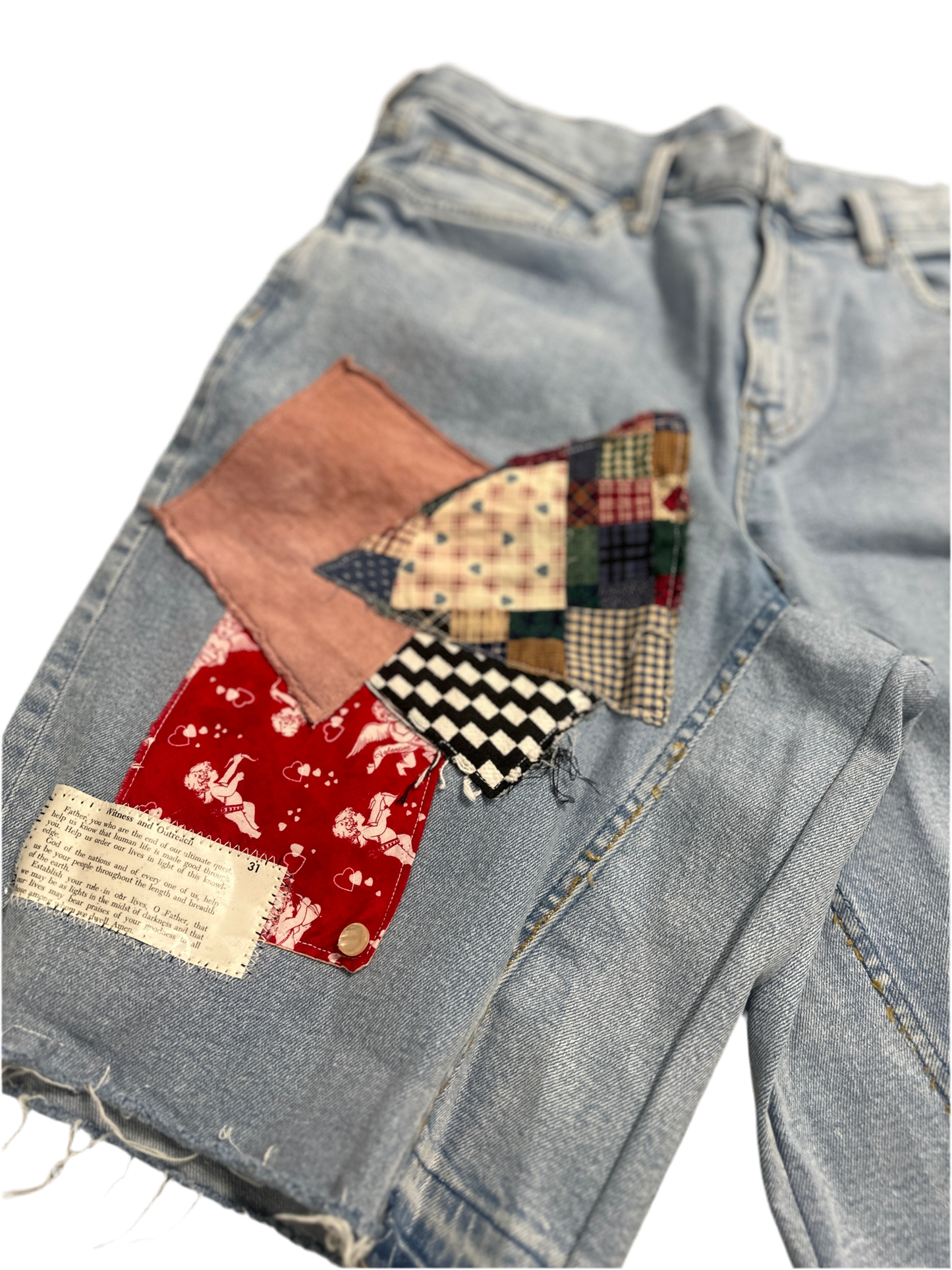 Rebel Patchwork Denim Shorts
