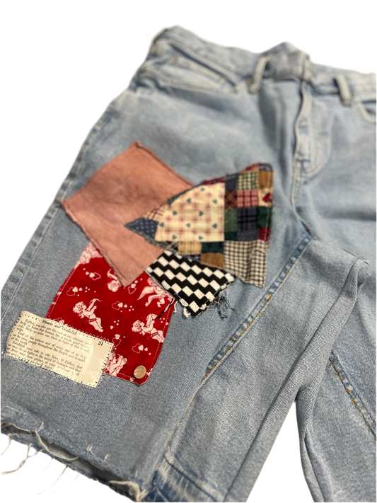 Rebel Patchwork Denim Shorts