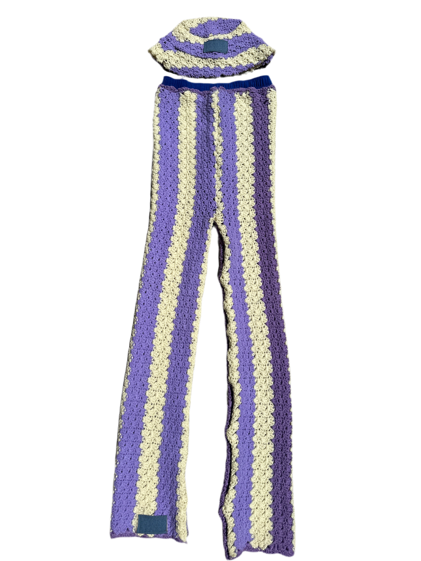 Purple & Cream Crochet Set (Pants + Hat)