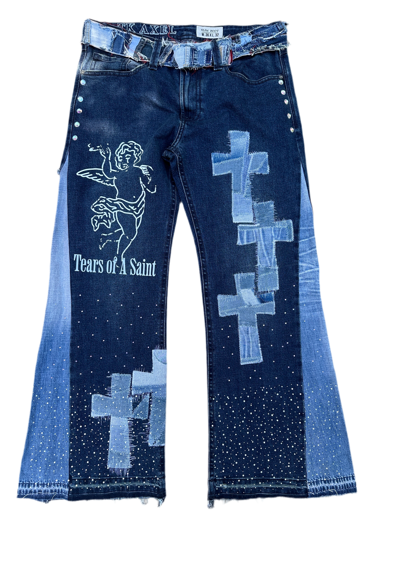 “Heavenly Cross Rhinestone Denim”
