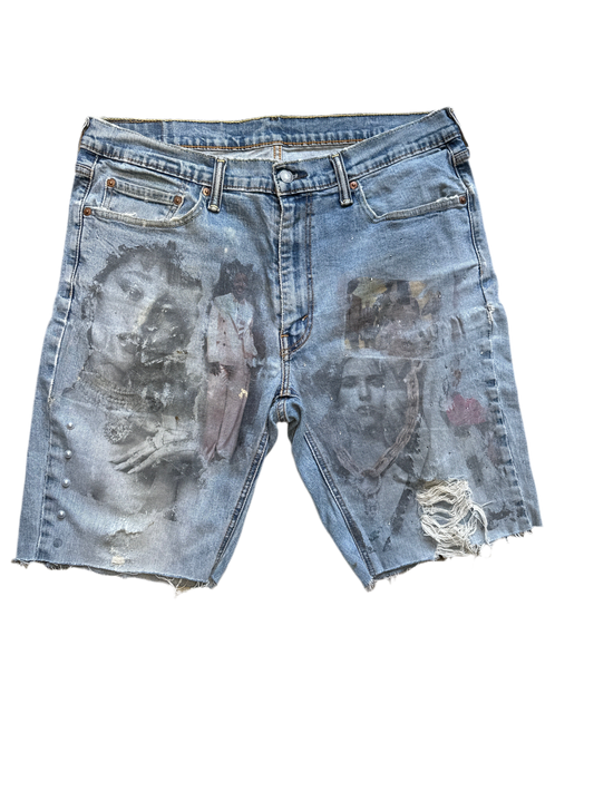 “Saints in Frames” Denim Shorts
