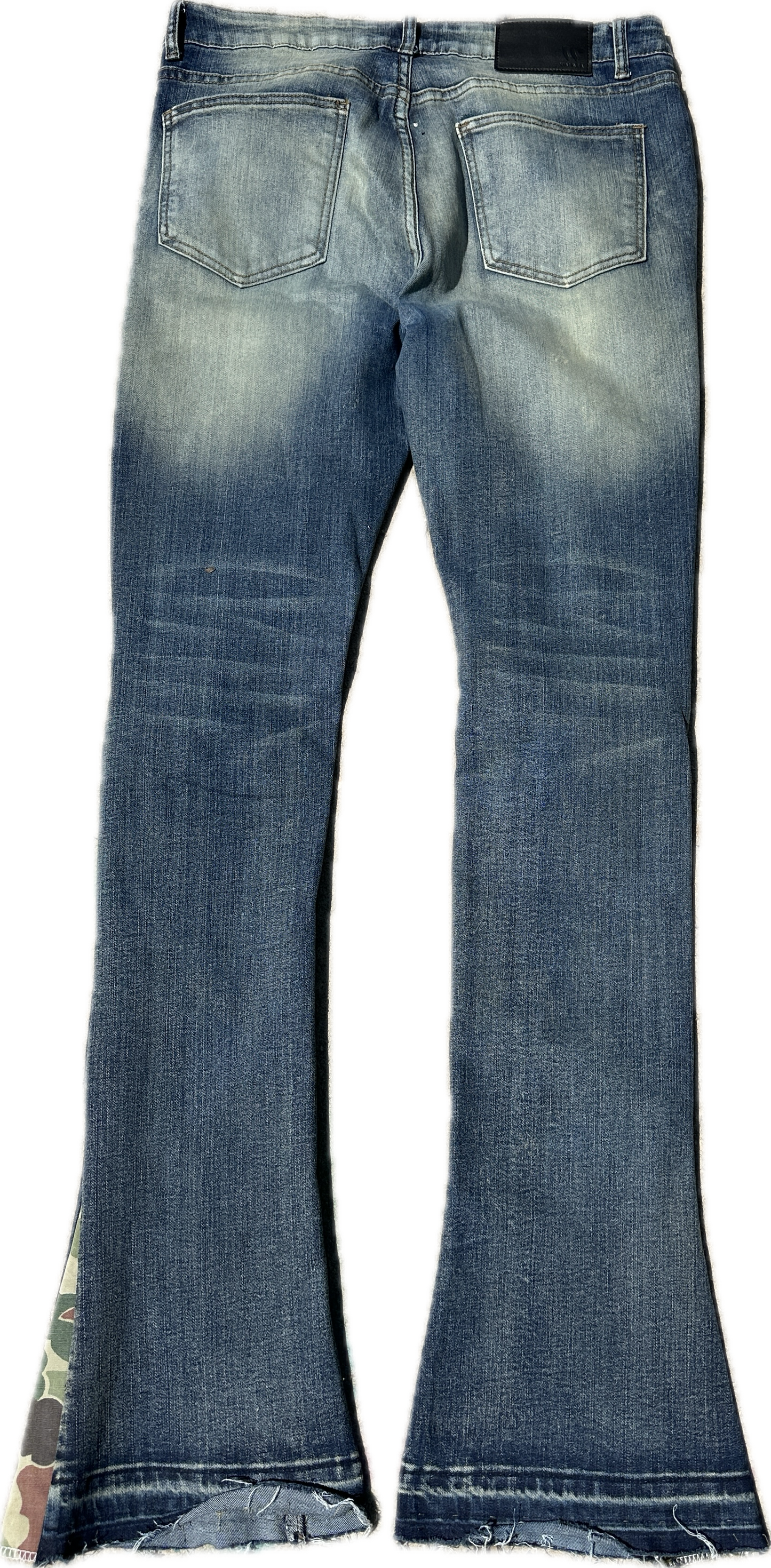 “War-Torn Camo Flare Denim”