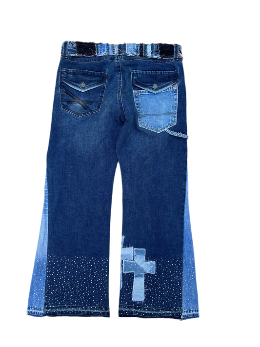 “Heavenly Cross Rhinestone Denim”