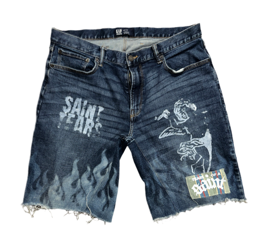 “Saint Fear” Denim Shorts