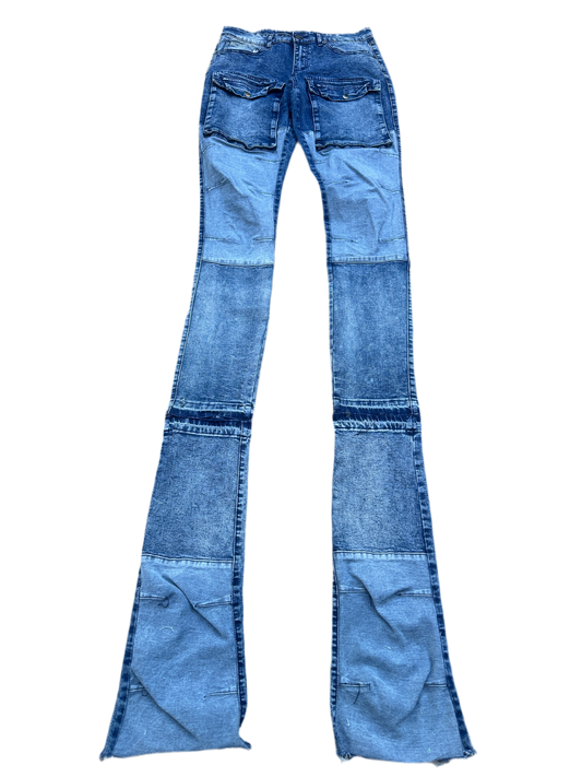 “Eclipse Flare Patchwork Denim”
