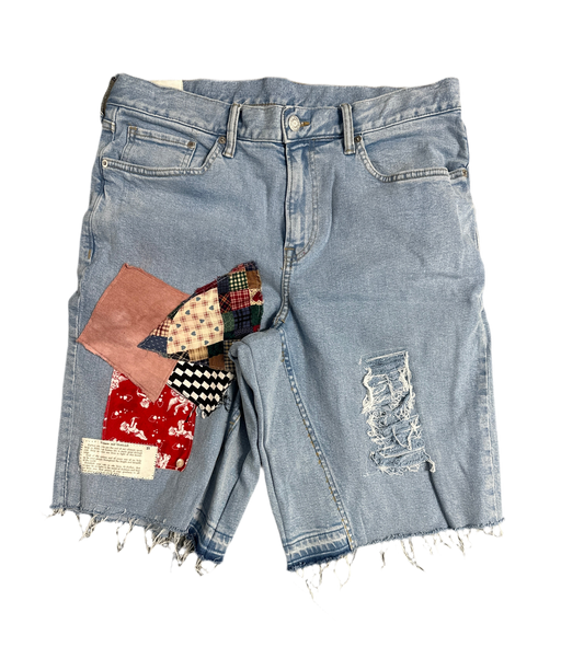 Rebel Patchwork Denim Shorts