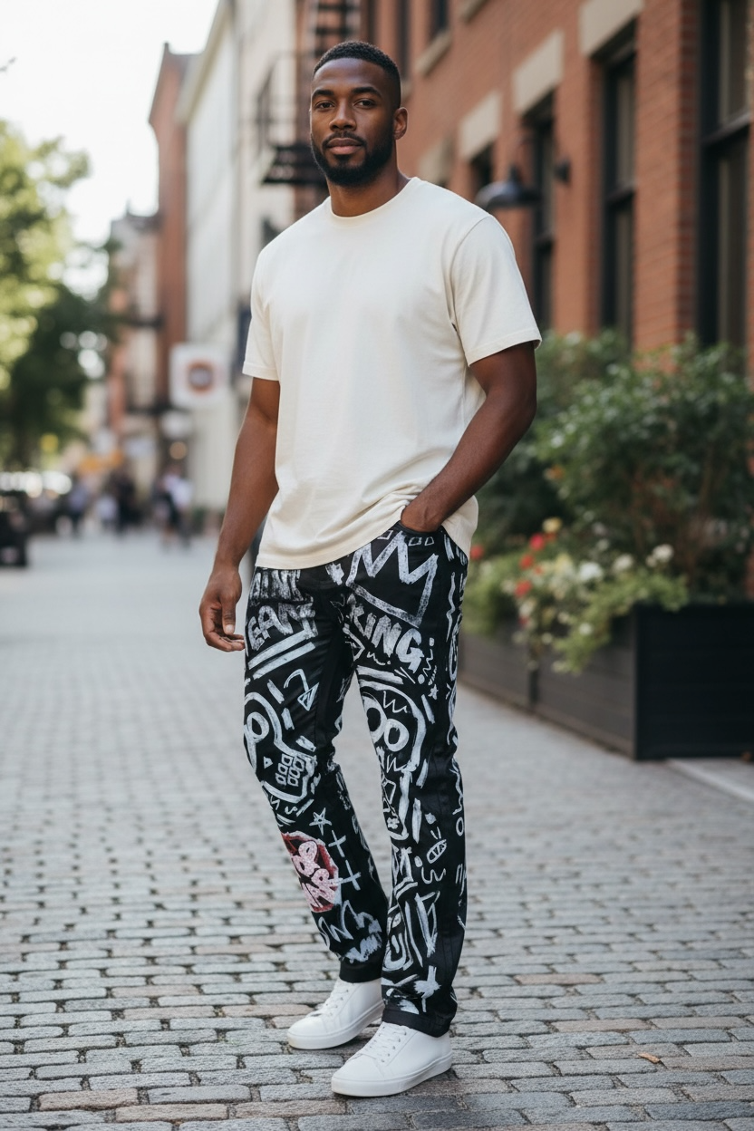 Tears of a Saint - King’s War” Hand-Painted Leather Pants