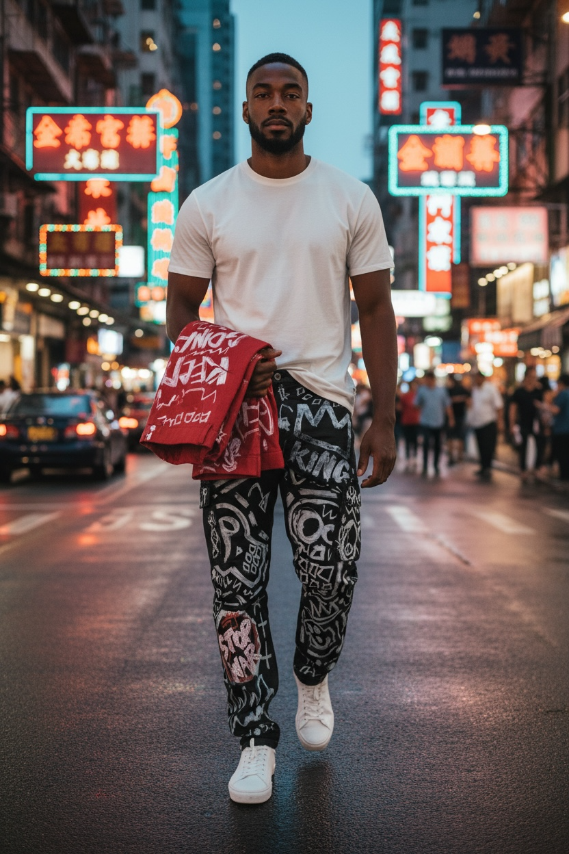 Tears of a Saint - King’s War” Hand-Painted Leather Pants